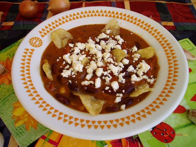 Spicy Bean Soup with Nachos