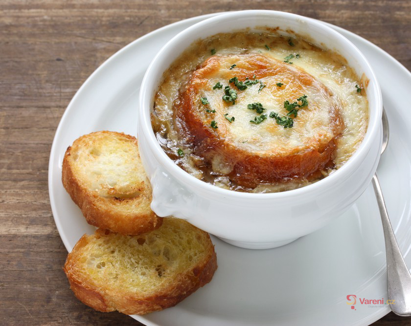 Hearty Czech Garlic Soup with Cheese