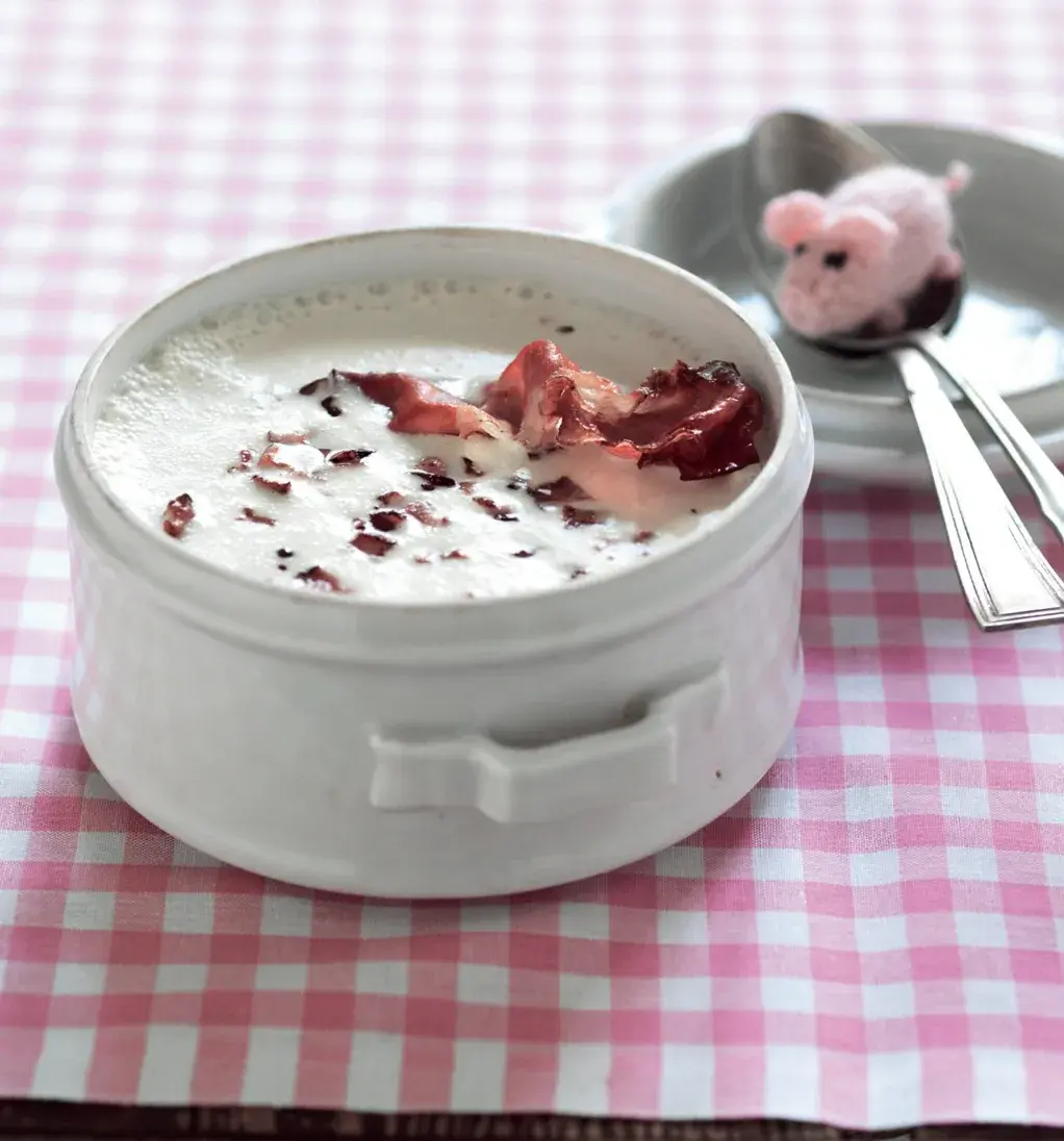 Creamy Celeriac Soup with Bacon and Prosciutto