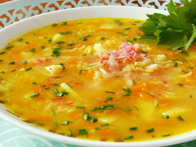 Vegetable Soup with Rice and Herbs