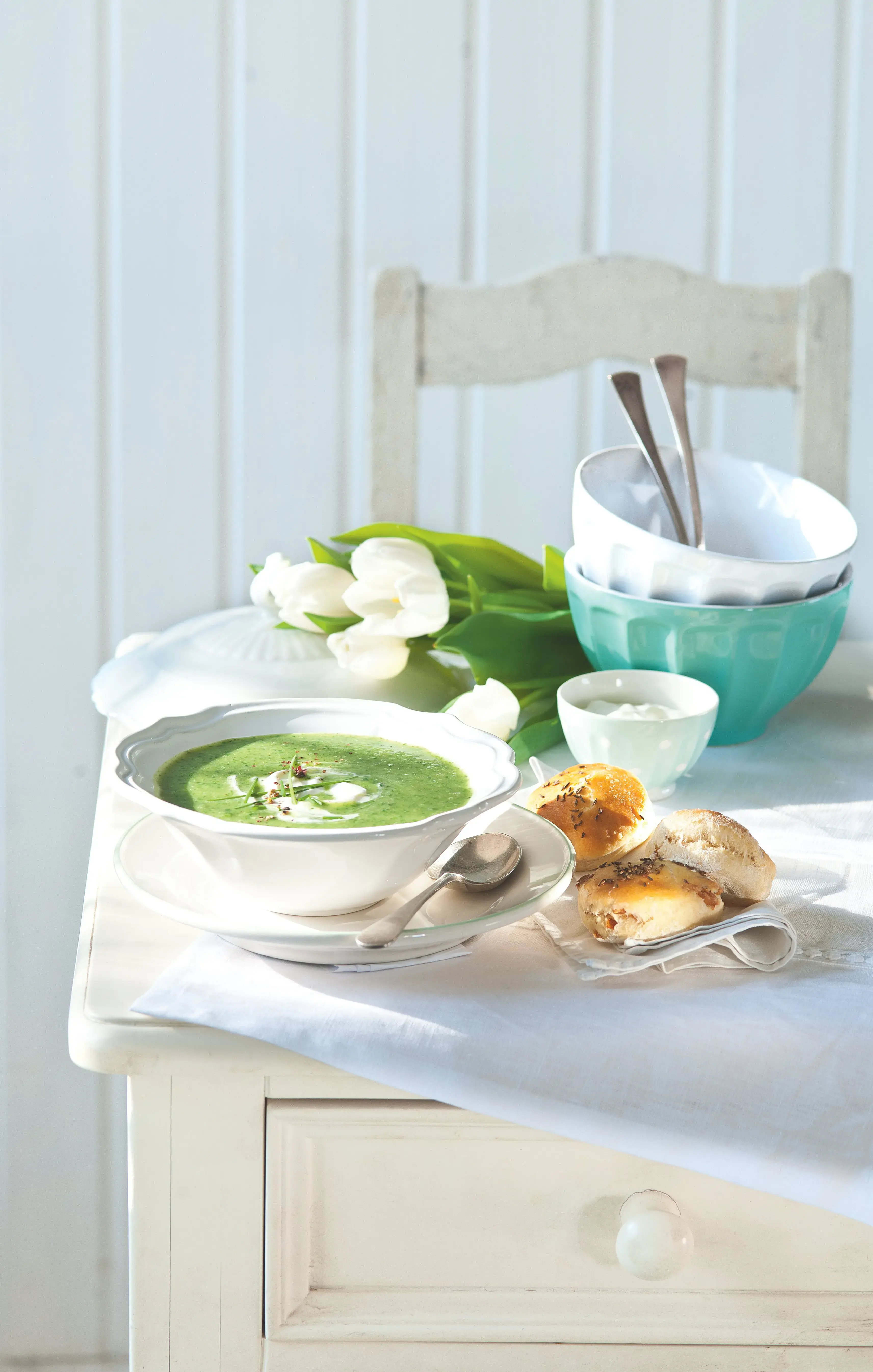 Green Soup with Spinach and Rice