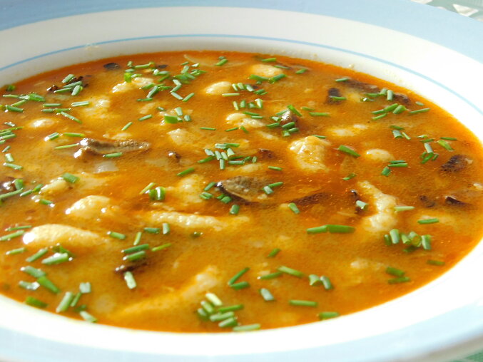 Quick Cumin Mushroom Soup with Semolina Noodles