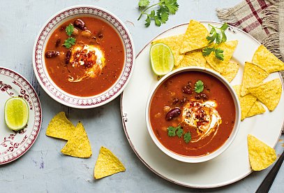Quick Mexican Bean Soup with Chilli and Coriander