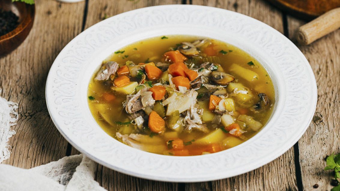 Pork Soup with Root Vegetables and Mushrooms