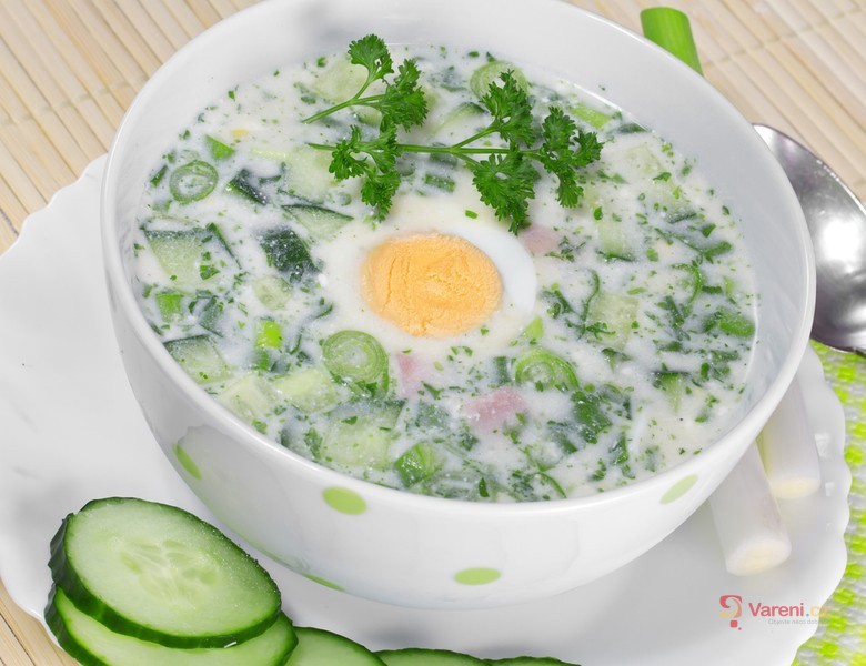 Creamy Soup with Egg and Fresh Herbs