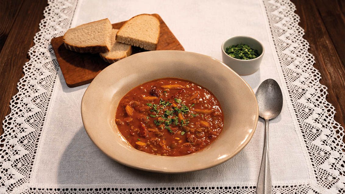 Spicy Lentil Soup with Sausage and Paprika