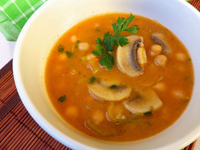 Spicy Mushroom and Chickpea Soup