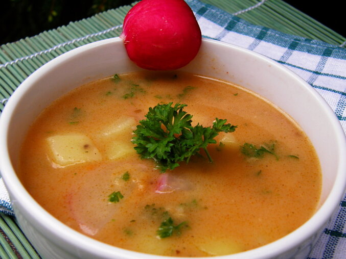 Mock Mushroom Soup with Radishes