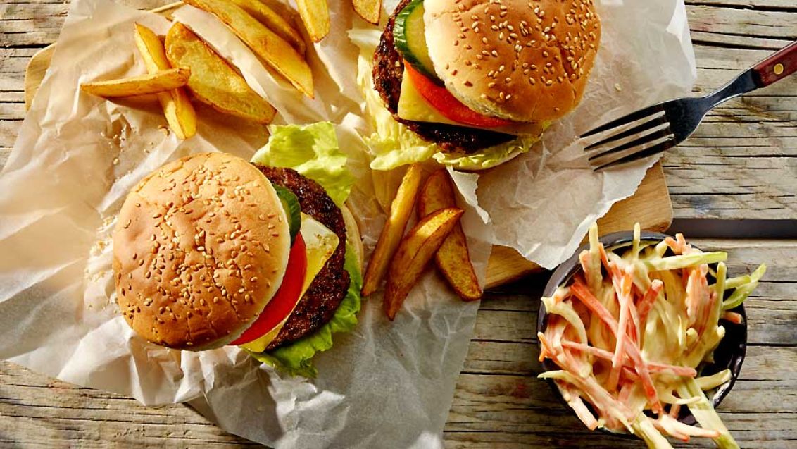 Homemade Hamburger with Coleslaw