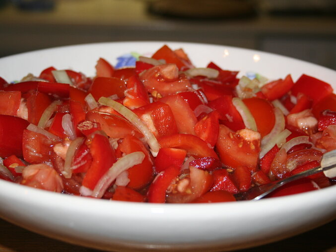 Spicy Vegetable Salad with Tomatoes and Peppers