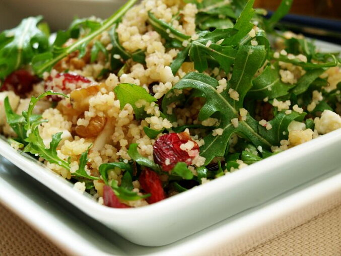 Couscous Salad with Goat Cheese and Arugula in a Lemon-Honey Dressing