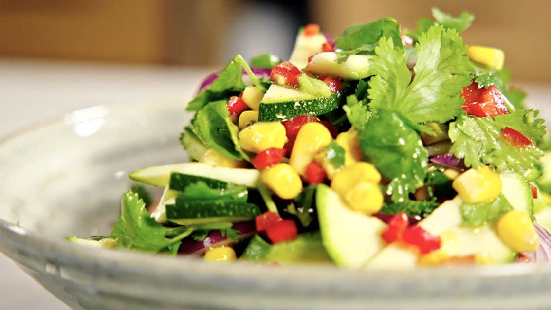 Light Avocado Salad with Courgette and Lime Dressing