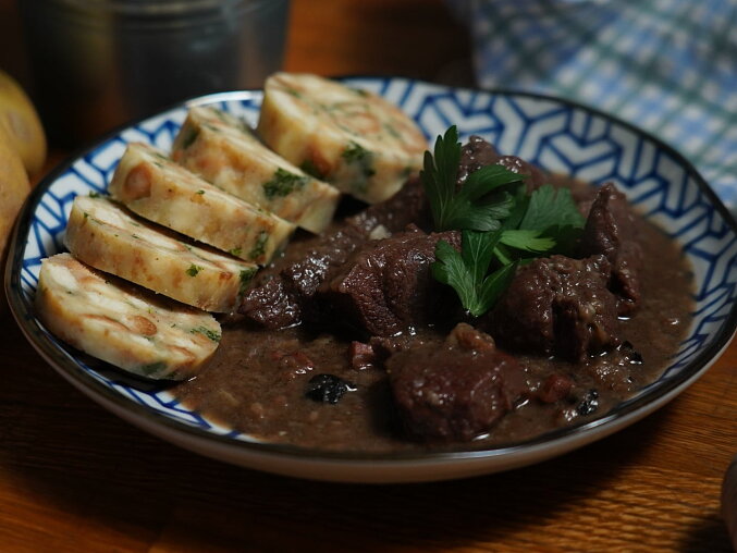 Wild Boar Goulash with Bacon and Red Wine