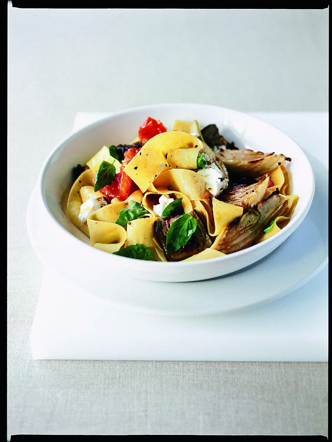 Rice Noodles with Roasted Fennel and Goat Cheese