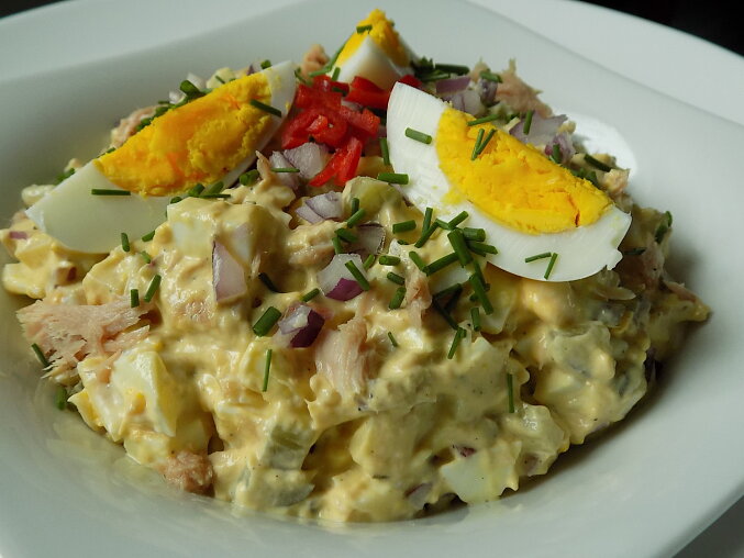 Egg Salad with Tuna and Cheese