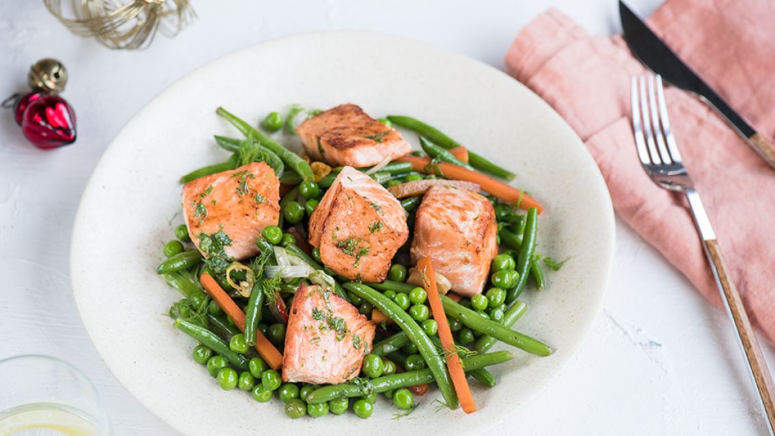 Green Bean Salad with Pan-Fried Salmon