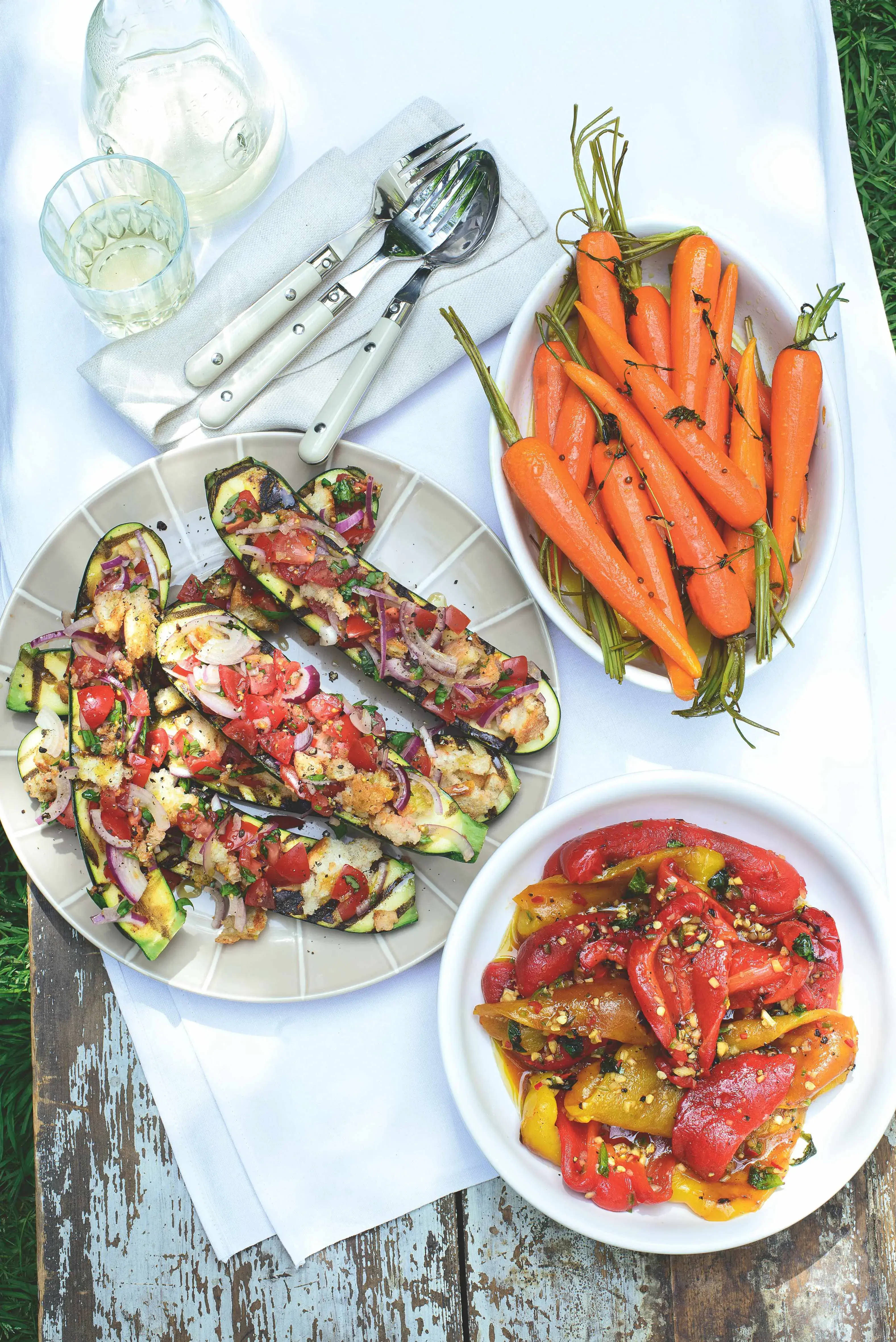 Grilled Zucchini with Panzanella Salad