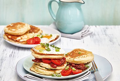 Savoury Lívance (Czech Pancakes) with Bacon and Cheddar