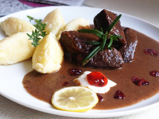 Wild Boar Ragout with Cranberry Sauce