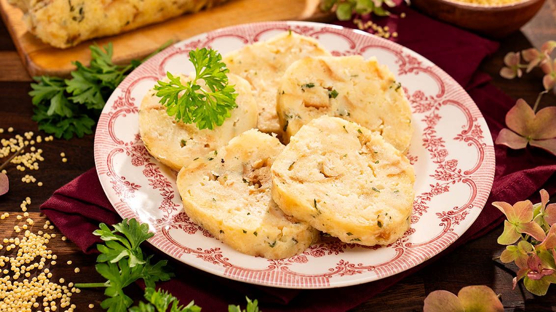 Karlovarský Knedlík with Cooked Millet (Czech Bread Dumpling)