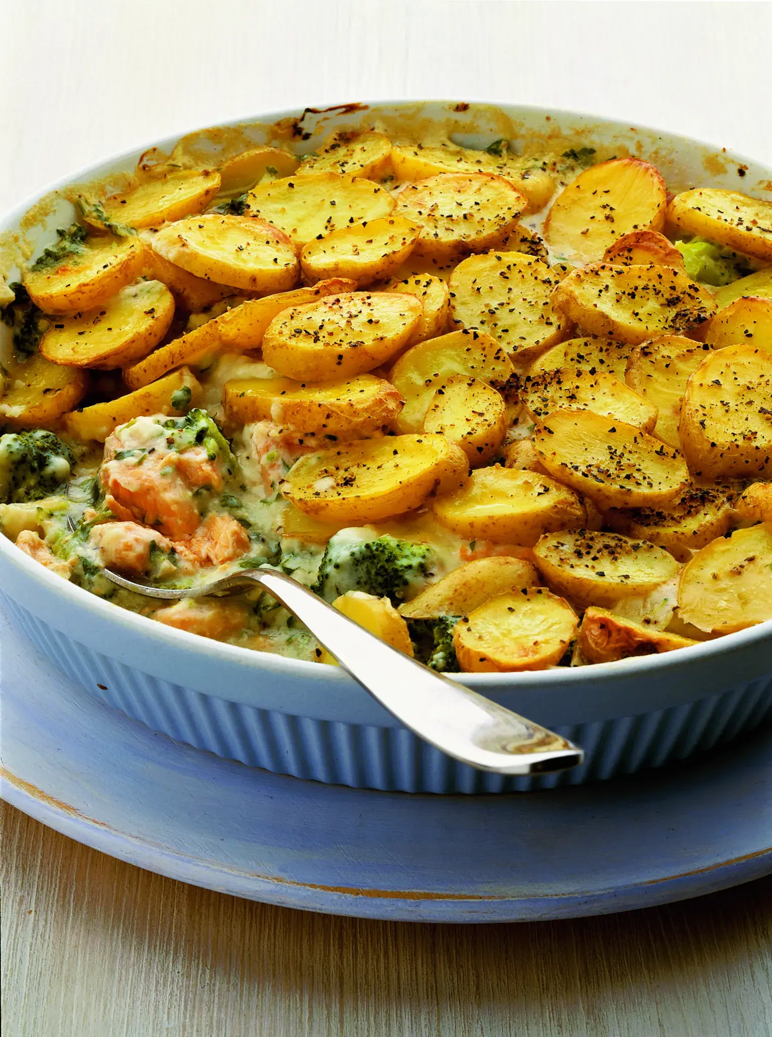 Baked Fish with Potatoes and Broccoli