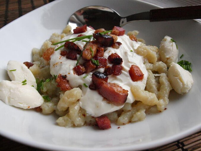 Halušky (Potato Dumplings with Bryndza and Bacon)