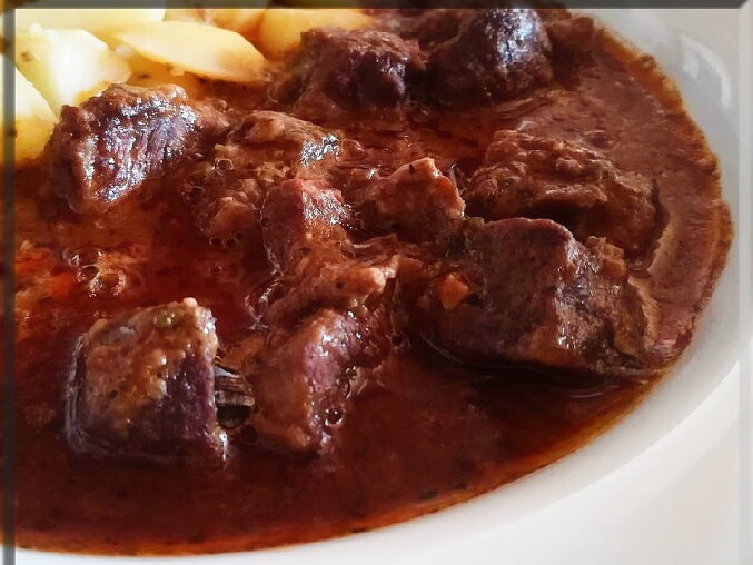 Slow-Braised Beef Shin with Garlic, Lovage and Marjoram