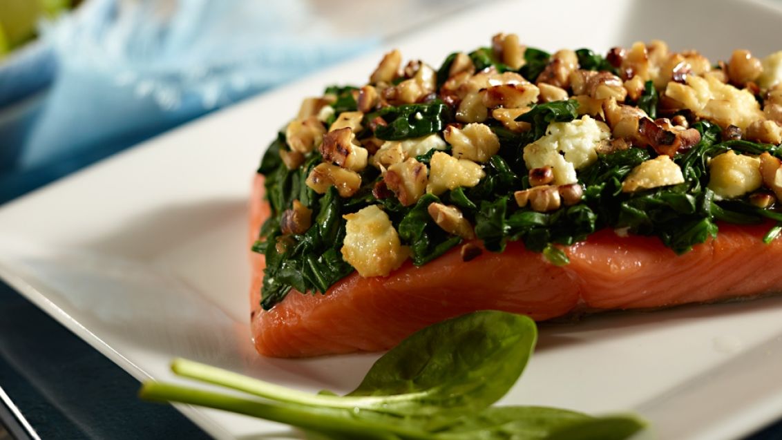 Trout with Spinach Stuffing and Garlic