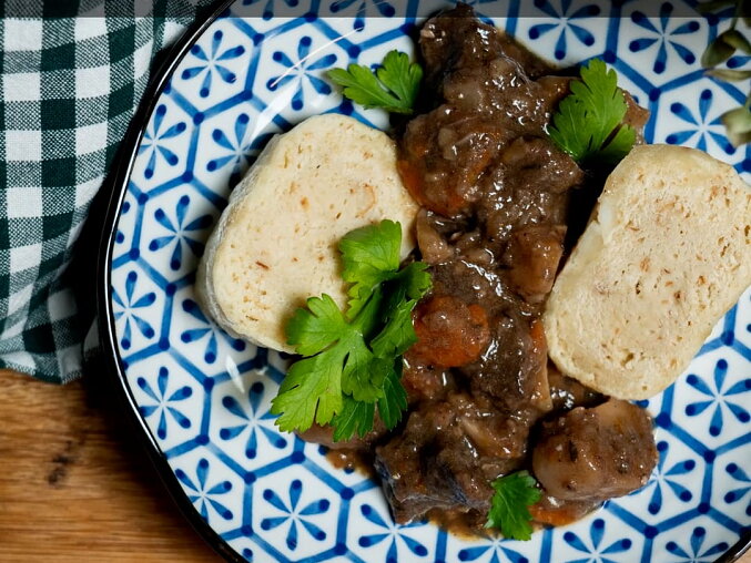 Beef Braised in Red Wine with Root Vegetables