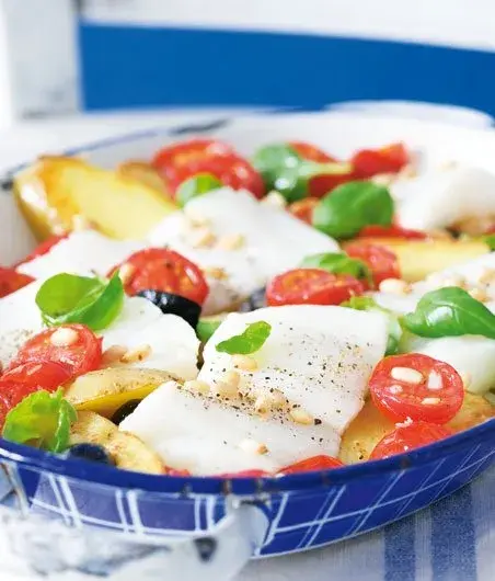 Pečený halibut po italsku