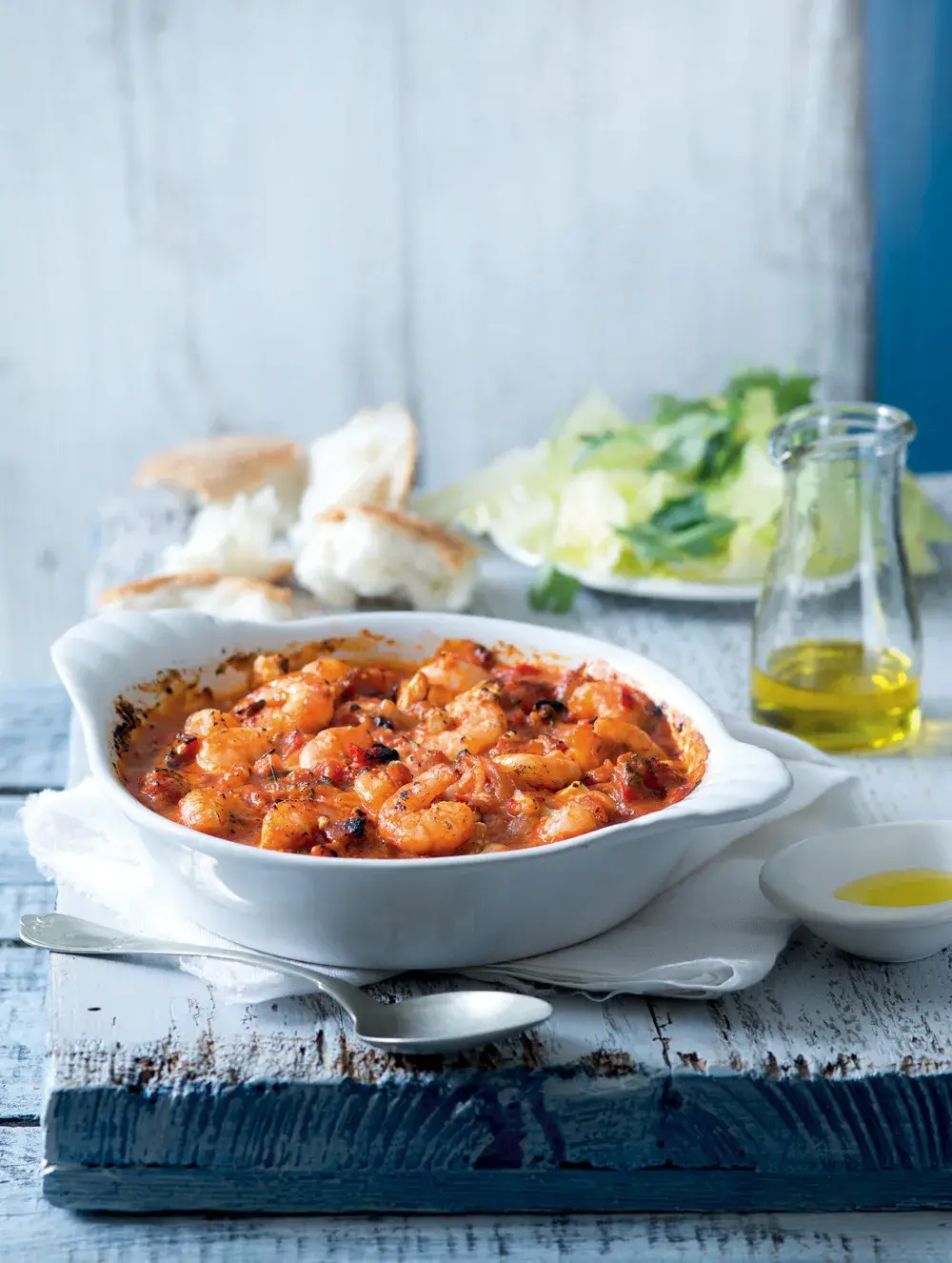 Krevety saganaki s fetou a rajčaty