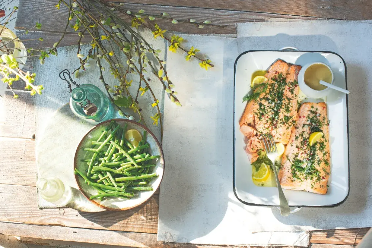 Baked Salmon with Caramelised Lemon Sauce