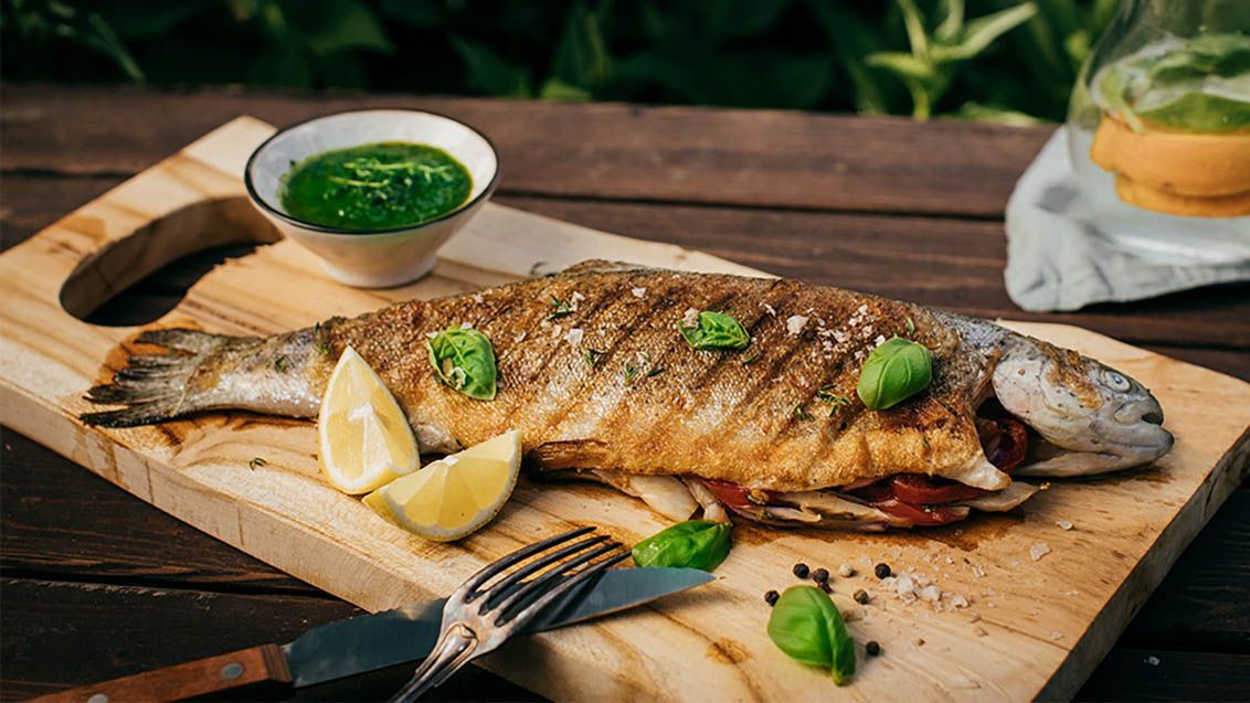 Grilled Trout Stuffed with Vegetables and Herbs