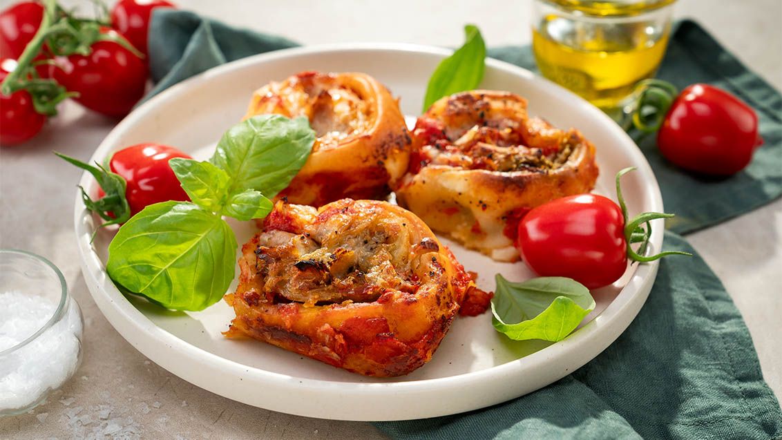 Savoury Tuna Pizza Pinwheels from Yeast Dough