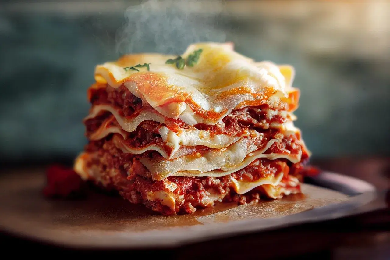 Lasagne s boloňskou omáčkou a červeným vínem