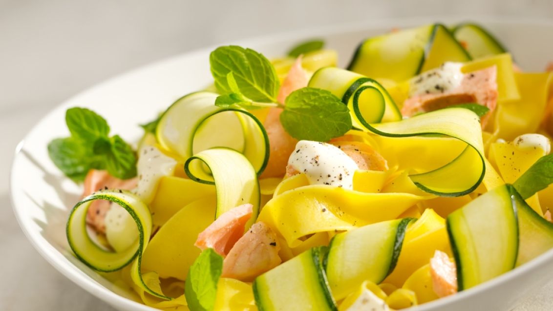 Tagliatelle with Salmon and Courgette in Cream Sauce