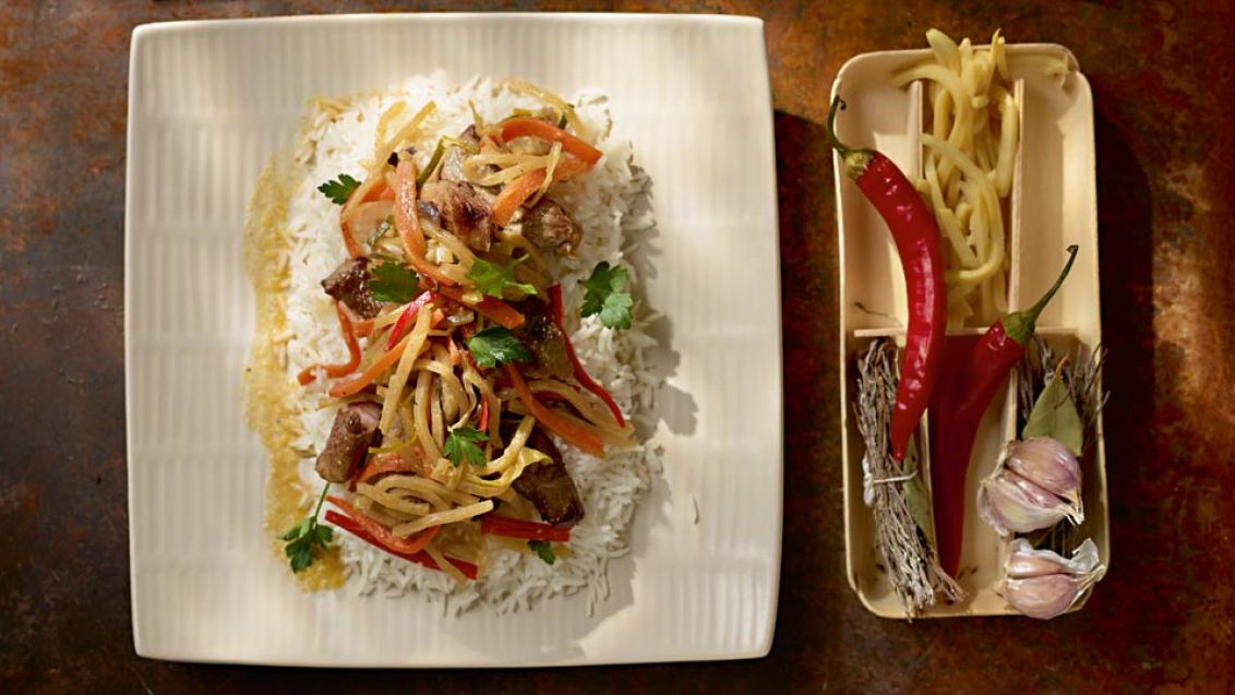 Duck Breast 'Noodles' with Basmati Rice