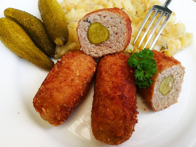 Znojmo-Style Minced Meat Rolls with Pickle