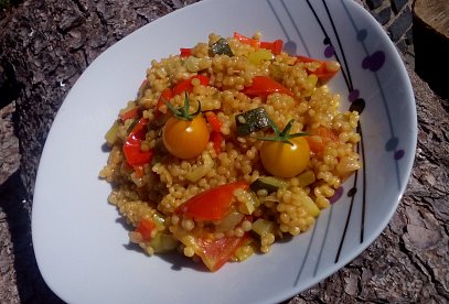 Vegetable Tarhony with Tomatoes and Peppers