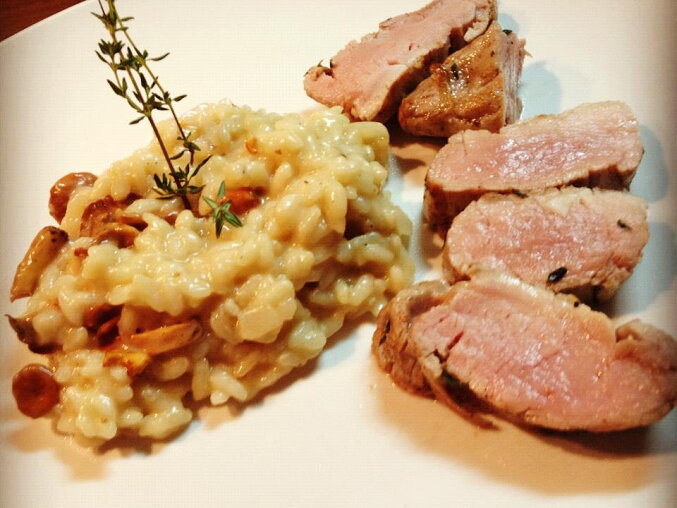 Pork Tenderloin with Chanterelle Risotto