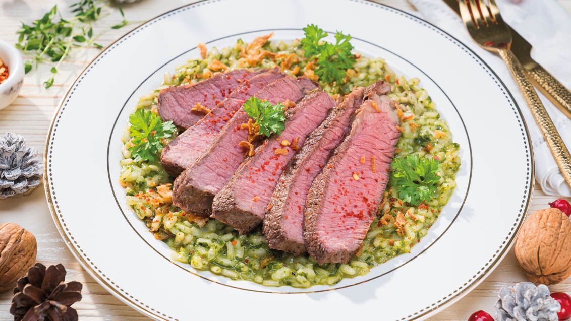 Grilled Rump Steak with Parsley Risotto