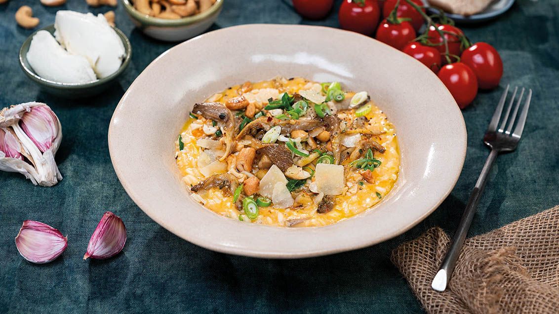 Creamy Oyster Mushroom Risotto with Sweet Potato and Mascarpone