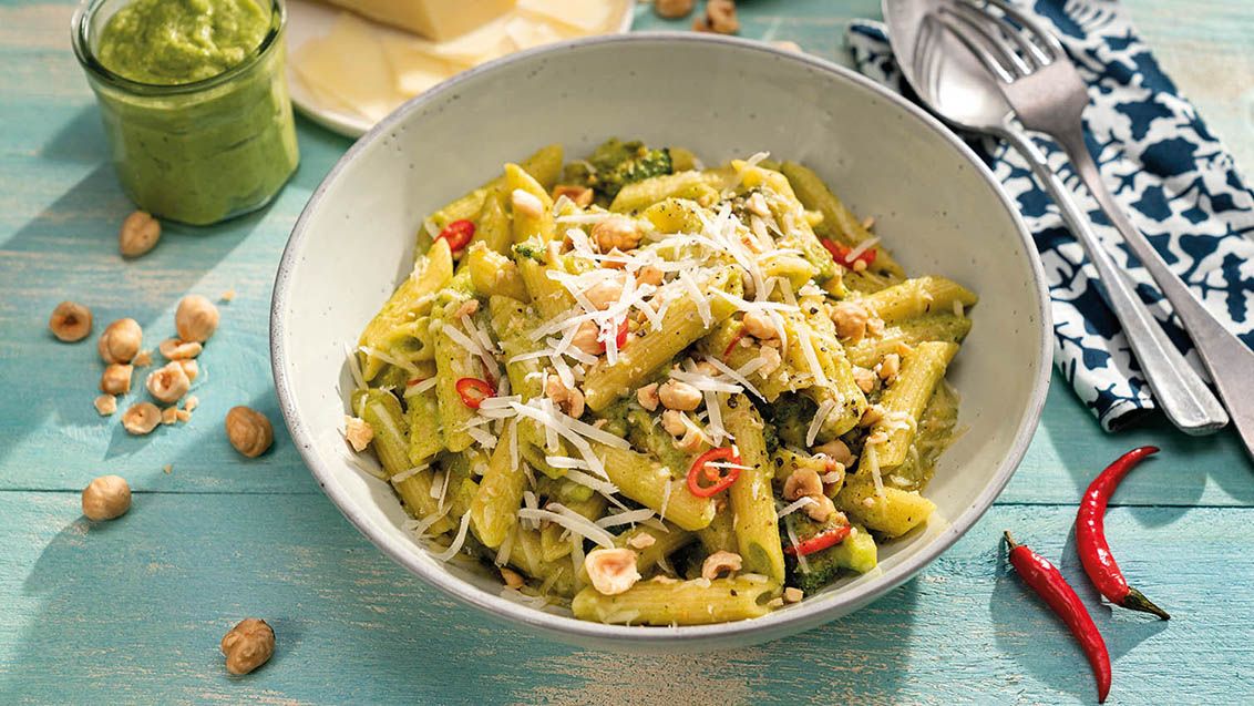 Penne with Broccoli Pesto and Pecorino