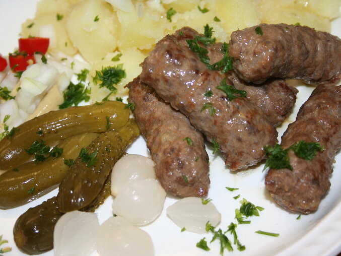 Grilled Minced Meat Rolls with Cheese and Marjoram