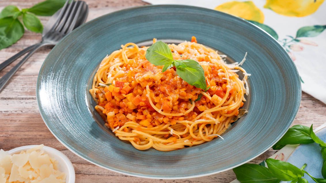Spaghetti with Lentil Bolognese Sauce