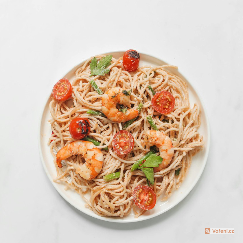 Spaghetti with Prawns and White Wine
