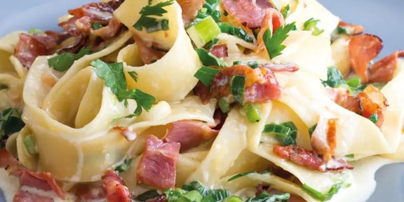 Pappardelle Carbonara with Ham