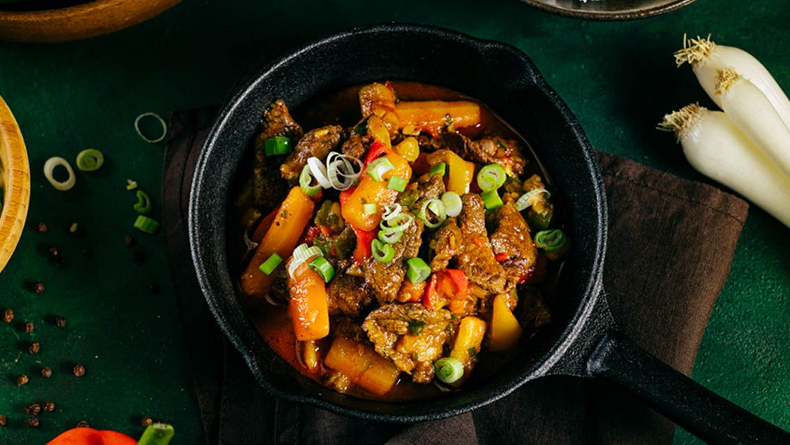 Beef Strips with Pepper Sauce and Basmati Rice