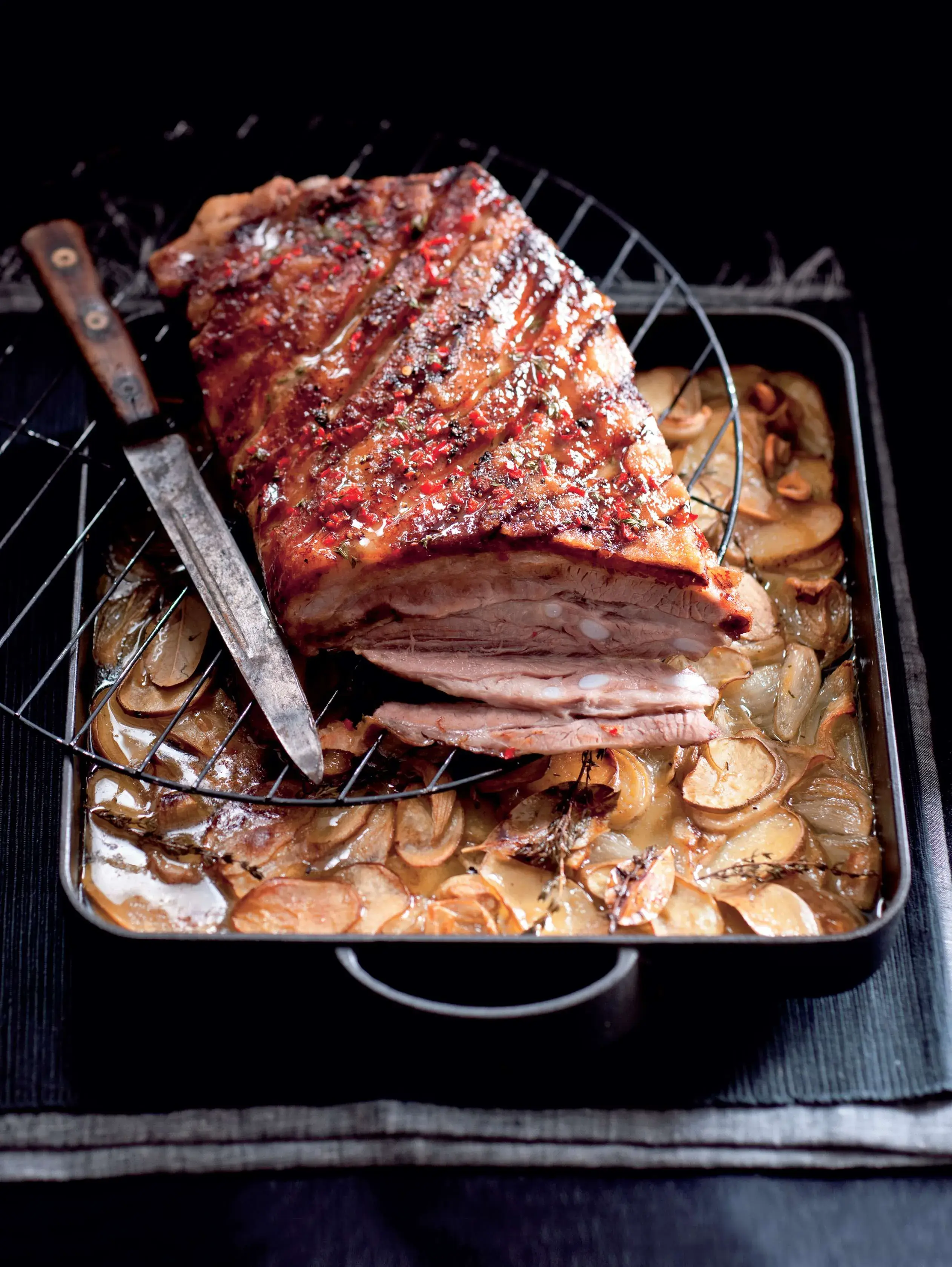 Slow-Roasted Pork Belly with Boulangère Potatoes