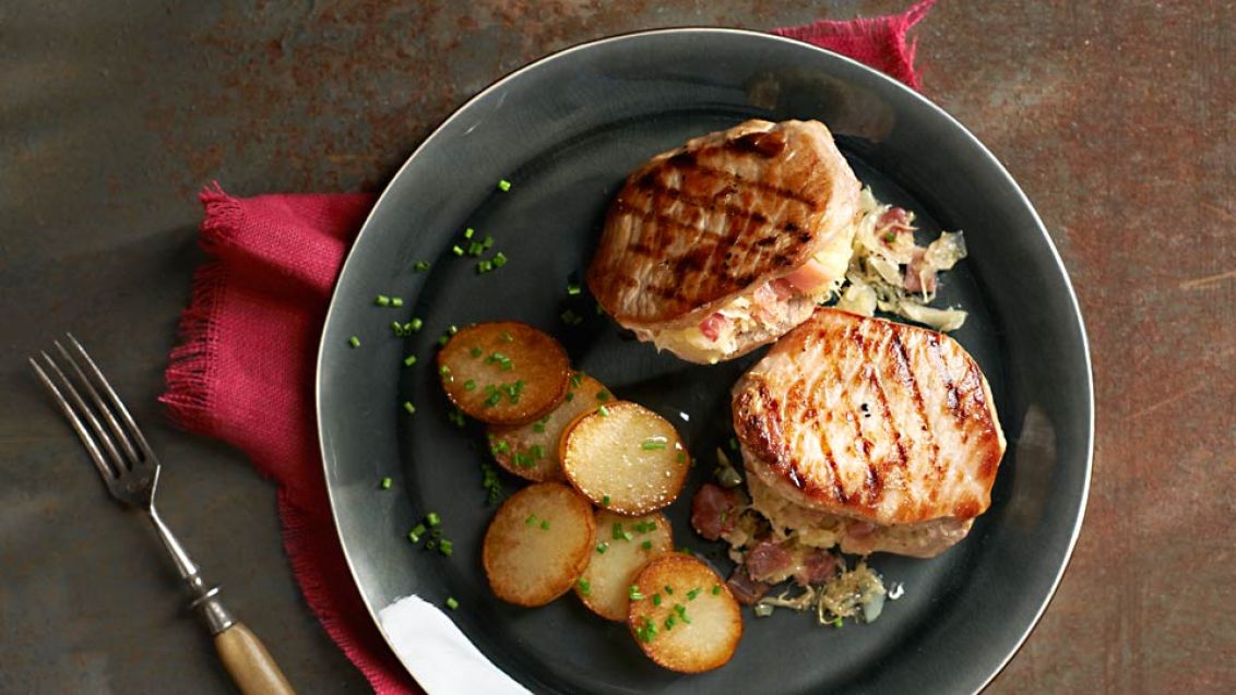 Pork Pockets Stuffed with Sauerkraut and Fried Potatoes